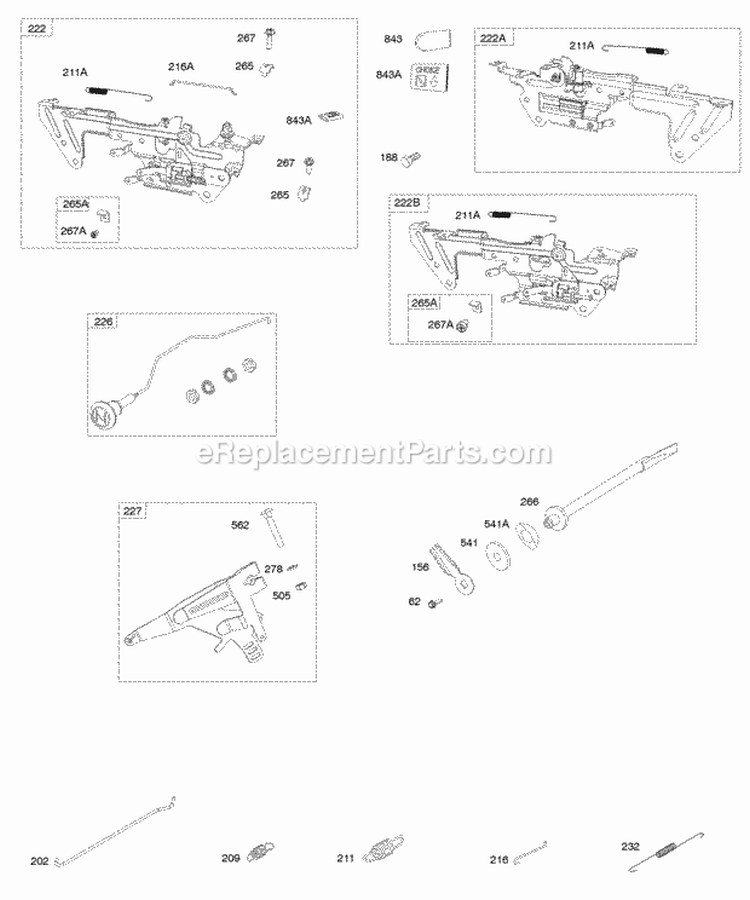 Controls Springs Diagram and Parts List for 541477-0100-E1  Briggs and Stratton Engine